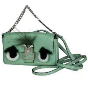 Fendi Baguette Monster Bag Bugs Shoulder Leather Green
